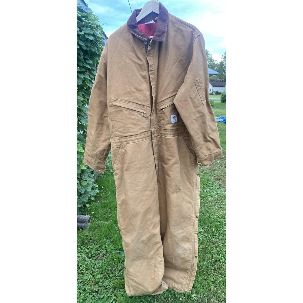 VTG Carhartt 996QZR Insulated Brown Duck Coveralls Size 48R (Mint) Made In USA